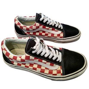 Vans SK8 Old Skool Checkered Red White Black Low Lace Up Shoes Womens 9 Mens 7.5